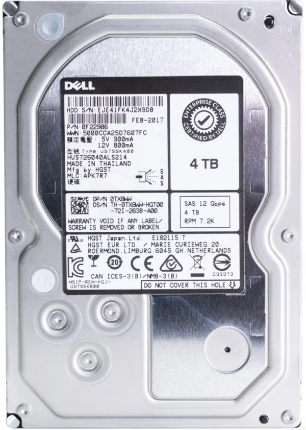 3.5" DELL Enterprise 4Tb SAS 12G 7.2k Hot Plug HDD