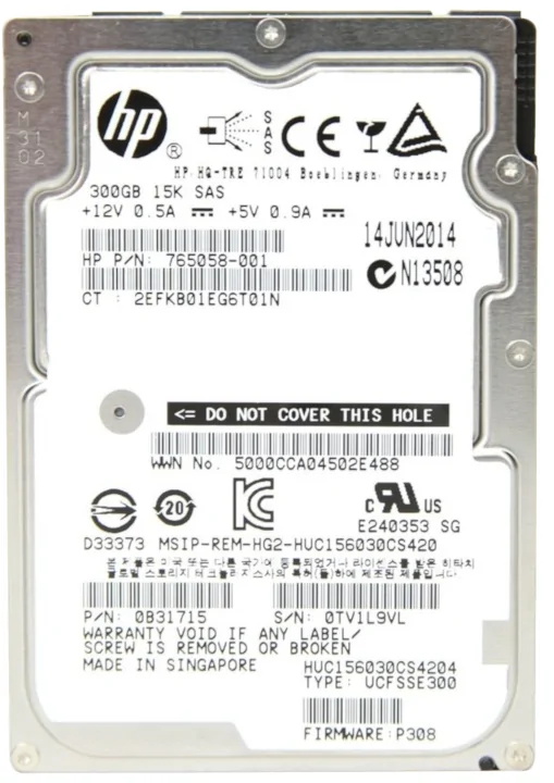 2.5" HP 300GB 6G 15k SAS SFF no tray caddy (697387-001, 702508-001, 703325-001)